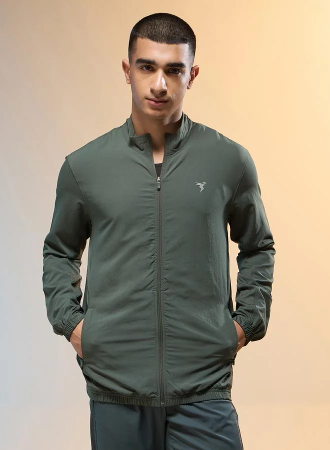 تكنوسبورت جاكيت رياضي رجالي سادة بياقة مرتفعة وقصة ضيقة